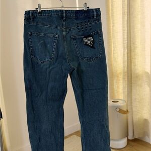 Ksubi Dark Blue Straight Jeans with Unique Pocket Design